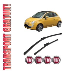 Set stergatoare FIAT 500 C (312_) din 2009-2020, pentru parbriz auto, 2 bucati, Bosch Aerotwin, din cauciuc siliconat rezistent, 4 Stickere Auto FIAT