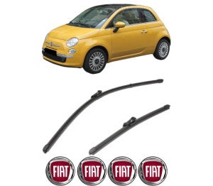 Set stergatoare FIAT 500 C (312_) din 2009-2020, pentru parbriz auto, 2 bucati, Valeo Silencio Xtrm, din cauciuc siliconat rezistent, 4 Stickere Auto FIAT v39156