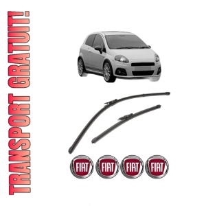 Set stergatoare FIAT GRANDE PUNTO Van (199_) din 2006-2013, pentru parbriz auto, 2 bucati, Valeo Silencio Xtrm, din cauciuc siliconat rezistent, 4 Stickere Auto FIAT