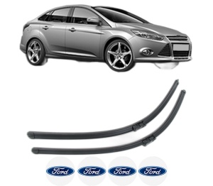 Set stergatoare FORD FOCUS III Saloon din 2010-2020, pentru parbriz auto, 2 bucati, Bosch Aerotwin, din cauciuc siliconat rezistent, 4 Stickere Auto FORD v52851