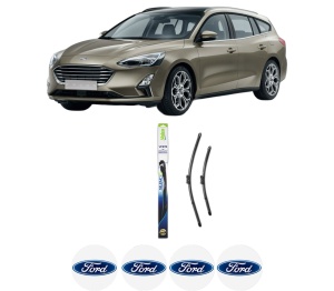 Set stergatoare FORD FOCUS IV Turnier (HP) din 2018-2022, pentru parbriz auto, 2 bucati, Valeo Silencio, din cauciuc siliconat rezistent, 4 Stickere Auto FORD v34716