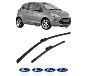Set stergatoare FORD KA (RU8) din 2008-2016, pentru parbriz auto, 2 bucati, Bosch Aerotwin, din cauciuc siliconat rezistent, 4 Stickere Auto FORD v55131