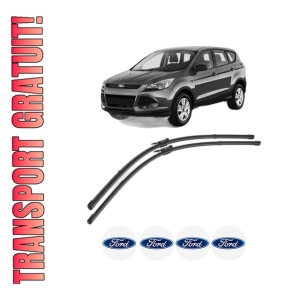 Set stergatoare FORD KUGA II VAN din 2014-2019, pentru parbriz auto, 2 bucati, Valeo Silencio, din cauciuc siliconat rezistent, 4 Stickere Auto FORD