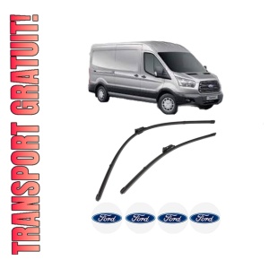 Set stergatoare FORD TRANSIT V363 Van (FCD, FDD) din 2013-2024, pentru parbriz auto, 2 bucati, Valeo Silencio Xtrm, din cauciuc siliconat rezistent, 4 Stickere Auto FORD