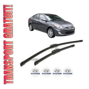 Set stergatoare HYUNDAI ACCENT IV Saloon (RB) din 2010-2017, pentru parbriz auto, 2 bucati, Bosch Aerotwin Retrofit, din cauciuc siliconat rezistent, 4 Stickere Auto HYUNDAI