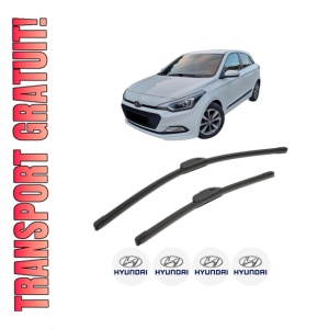 Set stergatoare HYUNDAI i20 II (GB, IB) din 2014-2019, pentru parbriz auto, 2 bucati, Bosch Aerotwin Retrofit, din cauciuc siliconat rezistent, 4 Stickere Auto HYUNDAI