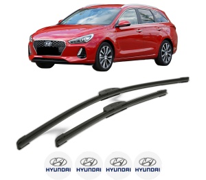 Set stergatoare HYUNDAI i30 Estate (PDE) din 2017-2020, pentru parbriz auto, 2 bucati, Bosch Aerotwin Retrofit, din cauciuc siliconat rezistent, 4 Stickere Auto HYUNDAI v44771