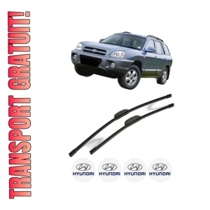 Set stergatoare HYUNDAI SANTA FÉ II SUV Van (CM) din 2005-2009, pentru parbriz auto, 2 bucati, Bosch Aerotwin Retrofit, din cauciuc siliconat rezistent, 4 Stickere Auto HYUNDAI