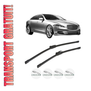 Set stergatoare JAGUAR XJ (X351) din 2009-2019, pentru parbriz auto, 2 bucati, Bosch Aerotwin, din cauciuc siliconat rezistent, 4 Stickere Auto JAGUAR