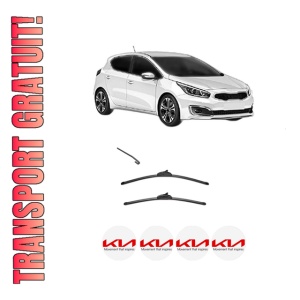 Set stergatoare KIA CEED (CD) din 2018-2021, pentru parbriz auto, 2 bucati, Valeo Silencio, din cauciuc siliconat rezistent, 4 Stickere Auto KIA