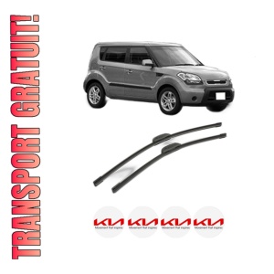 Set stergatoare KIA SOUL I (AM) din 2009-2014, pentru parbriz auto, 2 bucati, Bosch Aerotwin Retrofit, din cauciuc siliconat rezistent, 4 Stickere Auto KIA