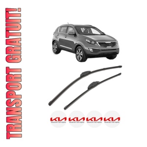 Set stergatoare KIA SPORTAGE III (SL) din 2010-2015, pentru parbriz auto, 2 bucati, Valeo Silencio Xtrm, din cauciuc siliconat rezistent, 4 Stickere Auto KIA