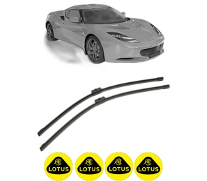 Set stergatoare LOTUS EVORA din 2009-2017, pentru parbriz auto, 2 bucati, Bosch Aerotwin, din cauciuc siliconat rezistent, 4 Stickere Auto LOTUS v43421