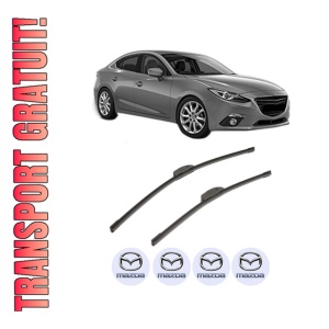 Set stergatoare MAZDA 3 Saloon (BM_, BN_) din 2013-2019, pentru parbriz auto, 2 bucati, Bosch Aerotwin Retrofit, din cauciuc siliconat rezistent, 4 Stickere Auto MAZDA