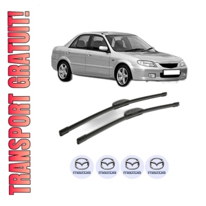 Set stergatoare MAZDA 323 S VI Saloon (BJ) din 1998-2001, pentru parbriz auto, 2 bucati, Bosch Aerotwin Retrofit, din cauciuc siliconat rezistent, 4 Stickere Auto MAZDA