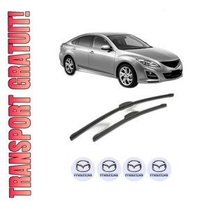 Set stergatoare MAZDA 6 Saloon (GH) din 2007-2013, pentru parbriz auto, 2 bucati, Bosch Aerotwin Retrofit, din cauciuc siliconat rezistent, 4 Stickere Auto MAZDA