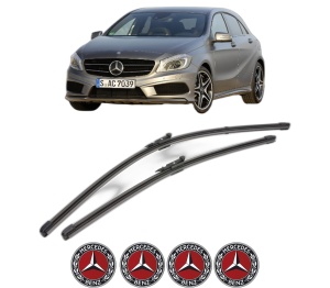 Set stergatoare MERCEDES-BENZ A-CLASS (W176) din 2012-2018, pentru parbriz auto, 2 bucati, Valeo Silencio Xtrm, din cauciuc siliconat rezistent, 4 Stickere Auto MERCEDES-BENZ v38736