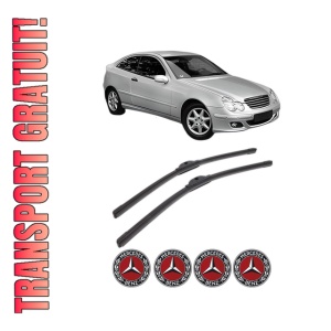 Set stergatoare MERCEDES-BENZ C-CLASS Coupe (CL203) din 2001-2008, pentru parbriz auto, 2 bucati, Bosch Aerotwin, din cauciuc siliconat rezistent, 4 Stickere Auto MERCEDES-BENZ