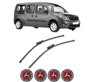 Set stergatoare MERCEDES-BENZ CITAN MPV (W415) din 2012-2021, pentru parbriz auto, 2 bucati, Valeo Silencio Xtrm, din cauciuc siliconat rezistent, 4 Stickere Auto MERCEDES-BENZ v38496