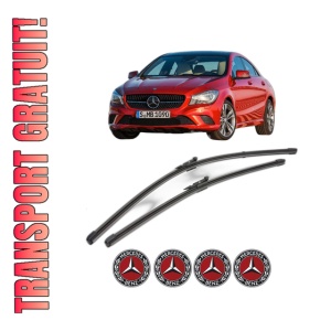 Set stergatoare MERCEDES-BENZ CLA Coupe (C117) din 2013-2019, pentru parbriz auto, 2 bucati, Valeo Silencio Xtrm, din cauciuc siliconat rezistent, 4 Stickere Auto MERCEDES-BENZ