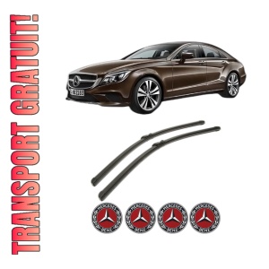 Set stergatoare MERCEDES-BENZ CLS (C218) din 2011-2017, pentru parbriz auto, 2 bucati, Bosch Aerotwin, din cauciuc siliconat rezistent, 4 Stickere Auto MERCEDES-BENZ