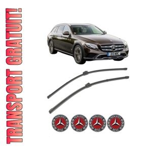 Set stergatoare MERCEDES-BENZ E-CLASS All-Terrain (S213) din 2017-2023, pentru parbriz auto, 2 bucati, Valeo Silencio, din cauciuc siliconat rezistent, 4 Stickere Auto MERCEDES-BENZ