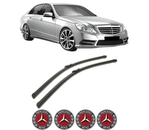 Set stergatoare MERCEDES-BENZ E-CLASS (W212) din 2009-2016, pentru parbriz auto, 2 bucati, Bosch Aerotwin, din cauciuc siliconat rezistent, 4 Stickere Auto MERCEDES-BENZ v50791