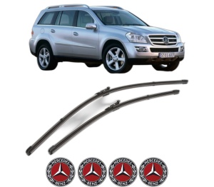 Set stergatoare MERCEDES-BENZ GL-CLASS (X164) din 2006-2012, pentru parbriz auto, 2 bucati, Valeo Silencio Xtrm, din cauciuc siliconat rezistent, 4 Stickere Auto MERCEDES-BENZ v40236