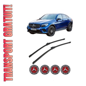 Set stergatoare MERCEDES-BENZ GLC Coupe (C253) din 2016-2023, pentru parbriz auto, 2 bucati, Bosch Aerotwin, din cauciuc siliconat rezistent, 4 Stickere Auto MERCEDES-BENZ