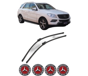 Set stergatoare MERCEDES-BENZ M-CLASS (W166) din 2011-2015, pentru parbriz auto, 2 bucati, Valeo Silencio Xtrm, din cauciuc siliconat rezistent, 4 Stickere Auto MERCEDES-BENZ v35976