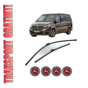 Set stergatoare MERCEDES-BENZ MARCO POLO Camper (W447) din 2015-2021, pentru parbriz auto, 2 bucati, Bosch Aerotwin, din cauciuc siliconat rezistent, 4 Stickere Auto MERCEDES-BENZ