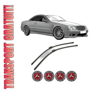 Set stergatoare MERCEDES-BENZ S-CLASS Coupe (C215) din 1999-2006, pentru parbriz auto, 2 bucati, Bosch Aerotwin, din cauciuc siliconat rezistent, 4 Stickere Auto MERCEDES-BENZ
