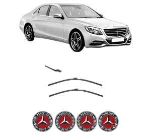 Set stergatoare MERCEDES-BENZ S-CLASS (W222, V222, X222) din 2013-2020, pentru parbriz auto, 2 bucati, Valeo AquaBlade, din cauciuc siliconat rezistent, 4 Stickere Auto MERCEDES-BENZ v40716