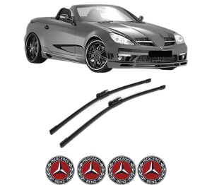 Set stergatoare MERCEDES-BENZ SLK (R171) din 2004-2011, pentru parbriz auto, 2 bucati, Bosch Aerotwin, din cauciuc siliconat rezistent, 4 Stickere Auto MERCEDES-BENZ v43061