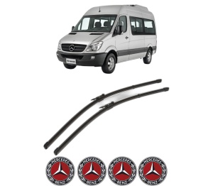 Set stergatoare MERCEDES-BENZ SPRINTER 3,5-t Bus (B906) din 2006-2020, pentru parbriz auto, 2 bucati, Valeo Silencio Xtrm, din cauciuc siliconat rezistent, 4 Stickere Auto MERCEDES-BENZ v39936