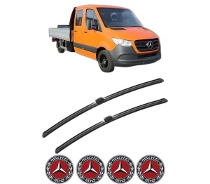 Set stergatoare MERCEDES-BENZ SPRINTER 3,5-t Platform/Chassis (B907, B910) din 2018-2024, pentru parbriz auto, 2 bucati, Bosch Aerotwin, din cauciuc siliconat rezistent, 4 Stickere Auto MERCEDES-BENZ v49341