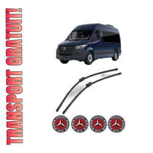 Set stergatoare MERCEDES-BENZ SPRINTER 3,5-t Van (B907, B910) din 2018-2025, pentru parbriz auto, 2 bucati, Valeo Silencio Xtrm, din cauciuc siliconat rezistent, 4 Stickere Auto MERCEDES-BENZ