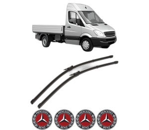 Set stergatoare MERCEDES-BENZ SPRINTER 5-t Platform/Chassis (B906) din 2006-2018, pentru parbriz auto, 2 bucati, Valeo Silencio Xtrm, din cauciuc siliconat rezistent, 4 Stickere Auto MERCEDES-BENZ v39876