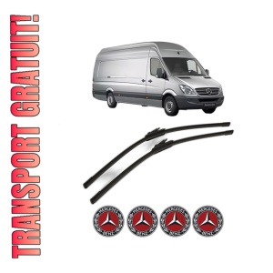 Set stergatoare MERCEDES-BENZ SPRINTER 5-t Van (B906) din 2006-2018, pentru parbriz auto, 2 bucati, Bosch Aerotwin, din cauciuc siliconat rezistent, 4 Stickere Auto MERCEDES-BENZ