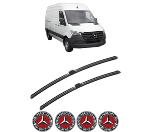 Set stergatoare MERCEDES-BENZ SPRINTER 5-t Van (B907) din 2018-2021, pentru parbriz auto, 2 bucati, Bosch Aerotwin, din cauciuc siliconat rezistent, 4 Stickere Auto MERCEDES-BENZ v49281