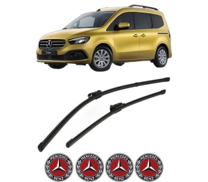 Set stergatoare MERCEDES-BENZ T-CLASS MPV (W420) din 2022, pentru parbriz auto, 2 bucati, Valeo Silencio, din cauciuc siliconat rezistent, 4 Stickere Auto MERCEDES-BENZ v33996