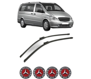 Set stergatoare MERCEDES-BENZ VITO Bus (W639) din 2003-2014, pentru parbriz auto, 2 bucati, Bosch Aerotwin, din cauciuc siliconat rezistent, 4 Stickere Auto MERCEDES-BENZ v56091