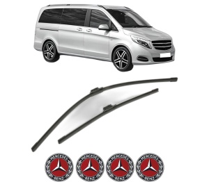 Set stergatoare MERCEDES-BENZ VITO Mixto (Double Cabin) (W447) din 2014-2021, pentru parbriz auto, 2 bucati, Bosch Aerotwin, din cauciuc siliconat rezistent, 4 Stickere Auto MERCEDES-BENZ v50066