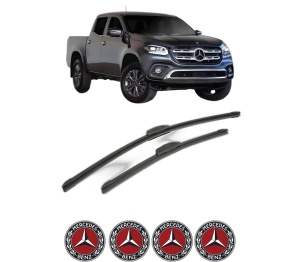 Set stergatoare MERCEDES-BENZ X-CLASS Platform/Chassis (470) din 2017, pentru parbriz auto, 2 bucati, Bosch Aerotwin Retrofit, din cauciuc siliconat rezistent, 4 Stickere Auto MERCEDES-BENZ v45851