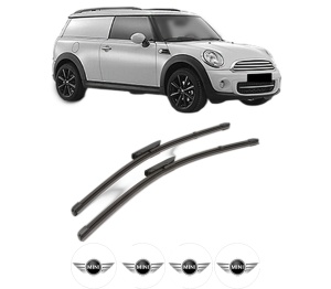Set stergatoare MINI MINI CLUBVAN (R55) din 2012-2014, pentru parbriz auto, 2 bucati, Valeo Silencio Xtrm, din cauciuc siliconat rezistent, 4 Stickere Auto MINI v39096