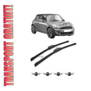 Set stergatoare MINI MINI (R56) din 2006-2013, pentru parbriz auto, 2 bucati, Bosch Aerotwin Retrofit, din cauciuc siliconat rezistent, 4 Stickere Auto MINI
