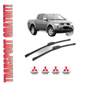 Set stergatoare MITSUBISHI L200 / TRITON (KA_T, KB_T) din 2005-2015, pentru parbriz auto, 2 bucati, Bosch Aerotwin Retrofit, din cauciuc siliconat rezistent, 4 Stickere Auto MITSUBISHI