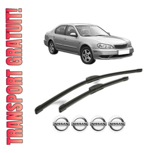 Set stergatoare NISSAN MAXIMA / MAXIMA QX V (A33) din 2000-2003, pentru parbriz auto, 2 bucati, Bosch Aerotwin Retrofit, din cauciuc siliconat rezistent, 4 Stickere Auto NISSAN