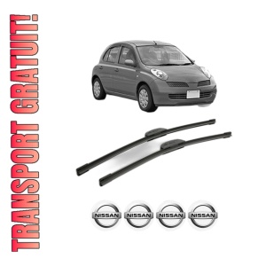 Set stergatoare NISSAN MICRA III (K12) din 2002-2007, pentru parbriz auto, 2 bucati, Bosch Aerotwin Retrofit, din cauciuc siliconat rezistent, 4 Stickere Auto NISSAN