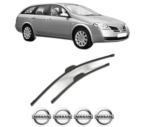Set stergatoare NISSAN PRIMERA Estate (WP12) din 2002-2007, pentru parbriz auto, 2 bucati, Bosch Aerotwin Retrofit, din cauciuc siliconat rezistent, 4 Stickere Auto NISSAN v43971